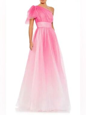 Mac Duggal Ombre Ruffled One Shoulder Ballgown